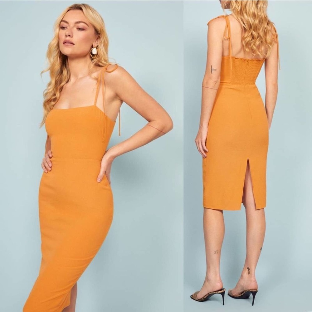NWT Reformation Jasper Tie Strap Crepe Dress